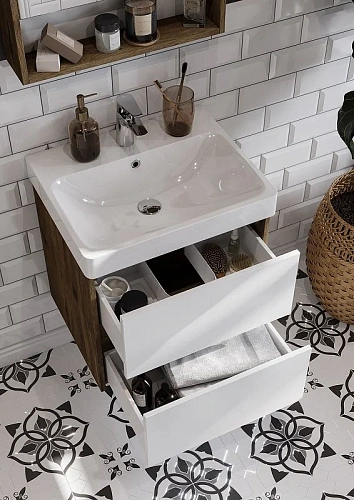 Тумба под раковину Aquaton Сканди 70 белая, дуб рустикальный 1A251801SDZ90 Тумба под раковину Aquaton Сканди 70 белая, дуб рустикальный 1A251801SDZ90