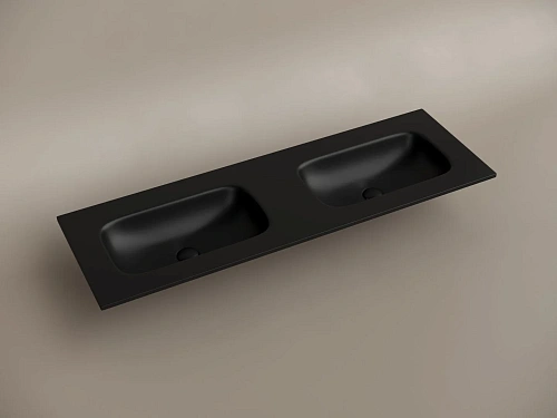 Раковина Ceramica Nova Grace CN7022MBwx мебельная 1410x457x137 с двумя чашами без отверстий под смеситель, черный матовый Раковина Ceramica Nova Grace CN7022MBwx мебельная 1410x457x137 с двумя чашами без отверстий под смеситель, черный матовый