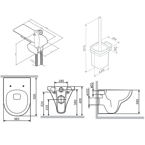 Унитаз подвесной AM.PM Gem CK90H0303B в наборе с гигиеническим душем с сиденьем Унитаз подвесной AM.PM Gem CK90H0303B в наборе с гигиеническим душем с сиденьем