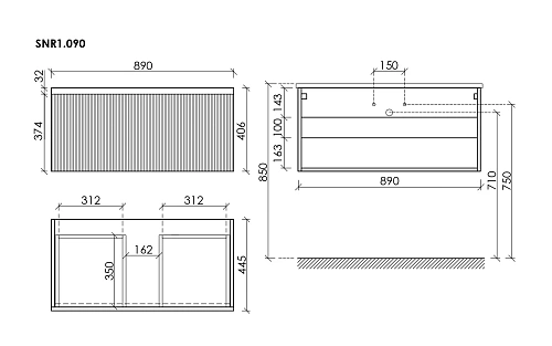 Тумба под раковину SANCOS Snob SNR1.090SM R 1.0 890х445х406 Doha Soft подвесная Тумба под раковину SANCOS Snob SNR1.090SM R 1.0 890х445х406 Doha Soft подвесная