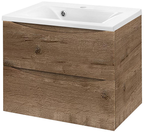 Тумба под раковину Vincea Mia 650 подвесная, 2 выкатных ящика soft close, V.Oak VMC-2MA650VO Тумба под раковину Vincea Mia 650 подвесная, 2 выкатных ящика soft close, V.Oak VMC-2MA650VO