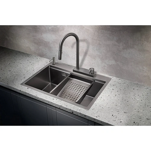 Кухонная мойка Milacio Denia 68 Steel (MC.77419) сталь воронёная Кухонная мойка Milacio Denia 68 Steel (MC.77419) сталь воронёная