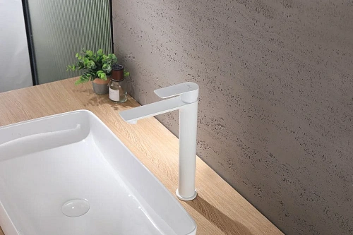 Смеситель для раковины ABBER Weiss Insel AF8011FW белый матовый Смеситель для раковины ABBER Weiss Insel AF8011FW белый матовый