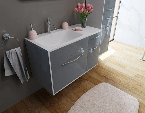 Тумба с раковиной Эстет Barcelona 90 L подвесная 2 ящика 1 дверь белая ФР-00003576 Тумба с раковиной Эстет Barcelona 90 L подвесная 2 ящика 1 дверь белая ФР-00003576