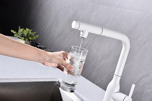 Смеситель для кухни Paulmark VIPER белый матовый Vi213105-WH Смеситель для кухни Paulmark VIPER белый матовый Vi213105-WH