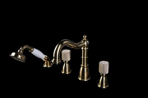 Смеситель на борт ванны Boheme ROYAL 395-Royal 4 отверстия, золото Смеситель на борт ванны Boheme ROYAL 395-Royal 4 отверстия, золото