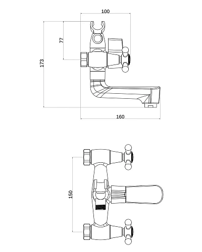 Смеситель для ванны OneLife P03-231cr хром Смеситель для ванны OneLife P03-231cr хром