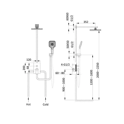 Душевая система Vincea Next VSFW-1N1MB встраиваемая, 2 режима, ограничитель давления Hi Box, черный Душевая система Vincea Next VSFW-1N1MB встраиваемая, 2 режима, ограничитель давления Hi Box, черный