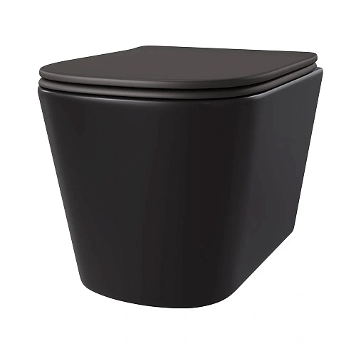 Унитаз подвесной Taliente Correto черный матовый, с крышкой микролифт CR25200 Nero Унитаз подвесной Taliente Correto черный матовый, с крышкой микролифт CR25200 Nero