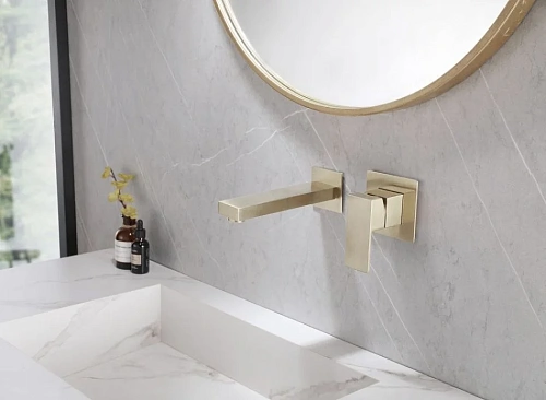 Смеситель для раковины ABBER Daheim AF8212G скрытого монтажа, золото матовое Смеситель для раковины ABBER Daheim AF8212G скрытого монтажа, золото матовое