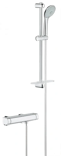 Смеситель для душа GROHE Grohtherm 2000 термостатический с душевым гарнитуром, хром (34195001) Смеситель для душа GROHE Grohtherm 2000 термостатический с душевым гарнитуром, хром (34195001)