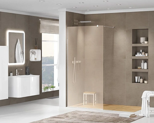 Душевая перегородка CEZARES LIBERTA-L-1-110-BR-Cr 110см стекло тонированное (бронза), профиль хром Душевая перегородка CEZARES LIBERTA-L-1-110-BR-Cr 110см стекло тонированное (бронза), профиль хром