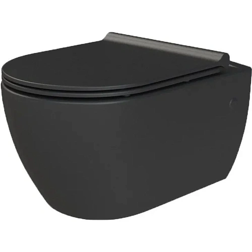 Унитаз подвесной Boheme NERO 961-SET-2-B с биде черный матовый с крышкой Унитаз подвесной Boheme NERO 961-SET-2-B с биде черный матовый с крышкой