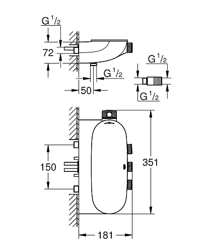 Смеситель для душа GROHE Grohtherm SmartControl на 3 выхода, хром (34713000) внешняя часть термостат Смеситель для душа GROHE Grohtherm SmartControl на 3 выхода, хром (34713000) внешняя часть термостат