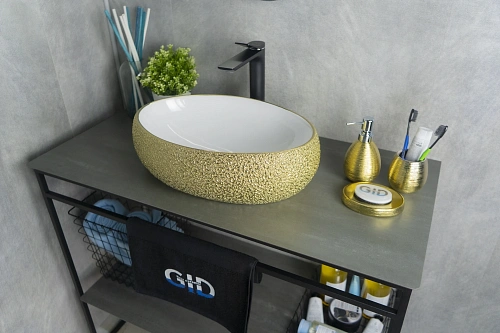 Раковина Gid Nc433 52219 накладная белая / золото 48x34x15 Раковина Gid Nc433 52219 накладная белая / золото 48x34x15