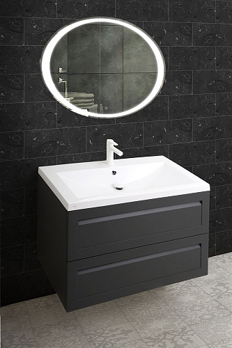 Тумба под раковину ART&MAX PLATINO AM-Platino-750-2C-SO-GM подвесная с двумя выкатными ящиками, серы Тумба под раковину ART&MAX PLATINO AM-Platino-750-2C-SO-GM подвесная с двумя выкатными ящиками, серы