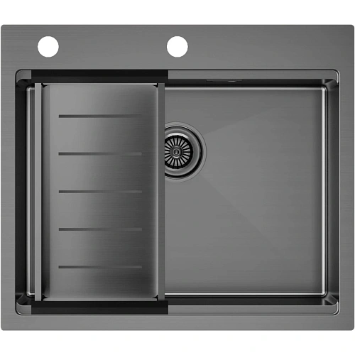 Кухонная мойка Paulmark KRONER-PRO 59 с коландером ADVANCE в цвет мойки, PM705951-GM+A405-GM Кухонная мойка Paulmark KRONER-PRO 59 с коландером ADVANCE в цвет мойки, PM705951-GM+A405-GM