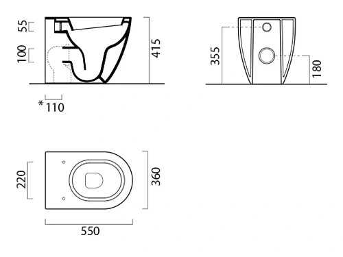 Унитаз приставной GSI Pura 881011 безободковый Унитаз приставной GSI Pura 881011 безободковый