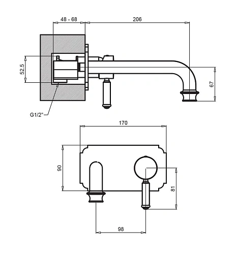 Смеситель для раковины CEZARES APHRODITE-BLSM2-03/24-Bi встраиваемый, золото 24 карат, ручки белые Смеситель для раковины CEZARES APHRODITE-BLSM2-03/24-Bi встраиваемый, золото 24 карат, ручки белые