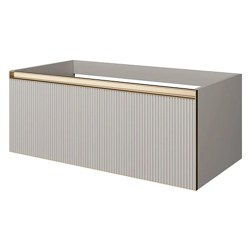 Тумба под раковину Armadi Art QUATRO 1 100CM рифл CASHMERE FUGA профиль MATT GOLD 790-M1-100-CM-RIB-MG Тумба под раковину Armadi Art QUATRO 1 100CM рифл CASHMERE FUGA профиль MATT GOLD 790-M1-100-CM-RIB-MG