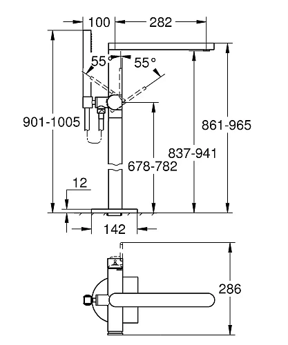 Смеситель для ванны GROHE Plus, свободностоящего монтажа (23846003) Смеситель для ванны GROHE Plus, свободностоящего монтажа (23846003)