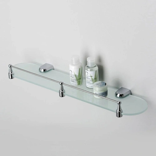 Полка WasserKRAFT Berkel K-6844 стеклянная с бортиком хром Полка WasserKRAFT Berkel K-6844 стеклянная с бортиком хром