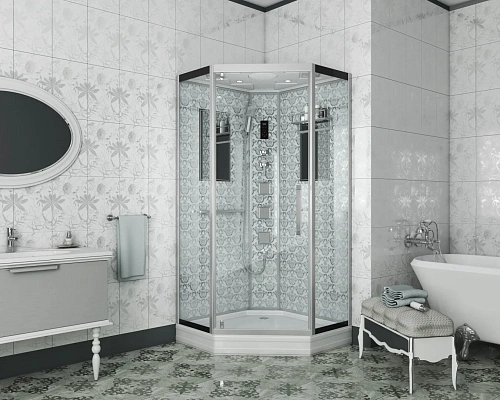 Душевая кабина Niagara Luxe NG-7717W (1000x1000х2150) низкий поддон стенки белые Душевая кабина Niagara Luxe NG-7717W (1000x1000х2150) низкий поддон стенки белые