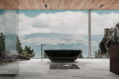 Ванна отдельностоящая ABBER AT9702Onyx 180x85 универсальная, черная полиэфирная смола Ванна отдельностоящая ABBER AT9702Onyx 180x85 универсальная, черная полиэфирная смола