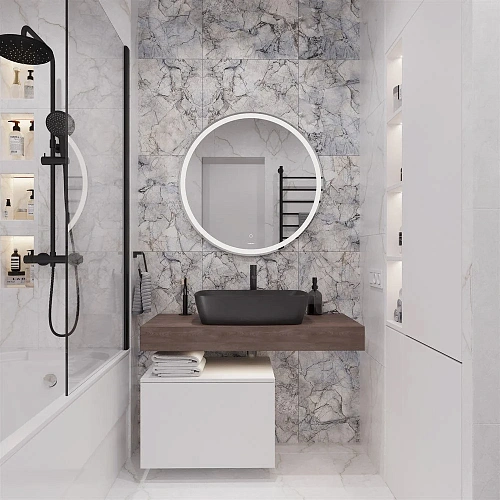 Комплект мебели STWORKI Ольборг 100 столешница дуб карпентер, без отверстий, с тумбой 50, с раковино 542632 Комплект мебели STWORKI Ольборг 100 столешница дуб карпентер, без отверстий, с тумбой 50, с раковино 542632