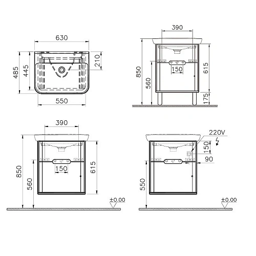 Тумба с раковиной Vitra Sento 60 см 60822 с LED подсветкой и датчиком движения Тумба с раковиной Vitra Sento 60 см 60822 с LED подсветкой и датчиком движения