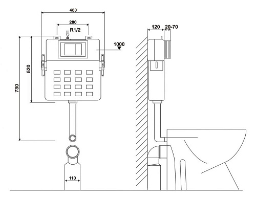 Бачок скрытого монтажа ABBER AC0104 Бачок скрытого монтажа ABBER AC0104