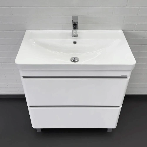 Тумба с раковиной Comforty Валдай-80Н 00-00019070 напольная белая матовая раковина Comforty 4480 Тумба с раковиной Comforty Валдай-80Н 00-00019070 напольная белая матовая раковина Comforty 4480