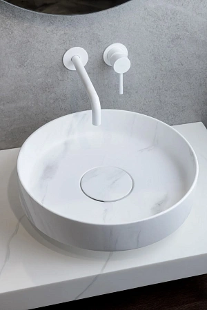 Раковина Boheme Corian 400x130 Calacatta 801-CLCT накладная Раковина Boheme Corian 400x130 Calacatta 801-CLCT накладная