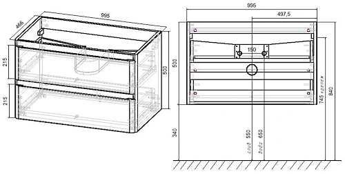Тумба под раковину Vincea Vico 100 R.Wood VMC-2V100RW Тумба под раковину Vincea Vico 100 R.Wood VMC-2V100RW