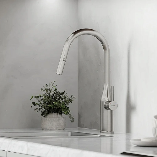 Смеситель для кухни Sancos Grand SC4002BNG с вытяжным изливом, нержавеющая сталь Смеситель для кухни Sancos Grand SC4002BNG с вытяжным изливом, нержавеющая сталь