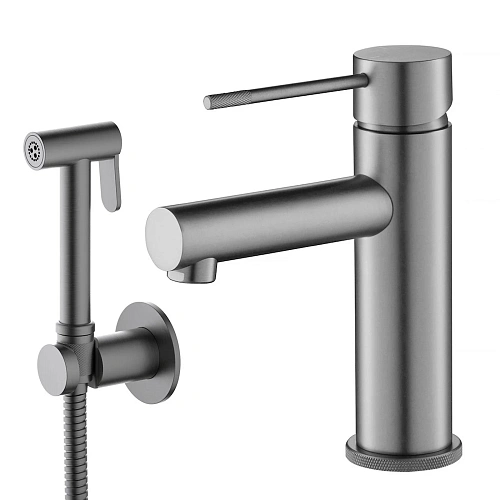 Смеситель для раковины Timo Saona 2360/18G с гигиеническим душем черное золото Смеситель для раковины Timo Saona 2360/18G с гигиеническим душем черное золото