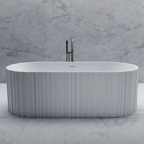 Ванна отдельностоящая ABBER AS9653 170x75 универсальная, белая матовая, искусственный камень Ванна отдельностоящая ABBER AS9653 170x75 универсальная, белая матовая, искусственный камень