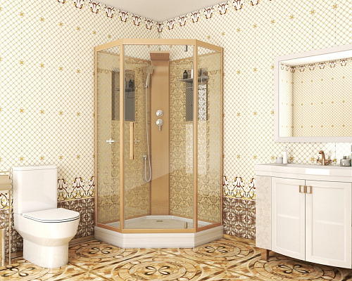 Душевая кабина Niagara Luxe NG-7799GBK (900x900х2100) низкий поддон стенки золото без крыши Душевая кабина Niagara Luxe NG-7799GBK (900x900х2100) низкий поддон стенки золото без крыши