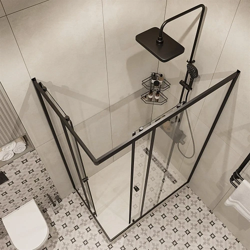 Душевой уголок DIWO Углич 120х80 профиль черный матовый 570969 Душевой уголок DIWO Углич 120х80 профиль черный матовый 570969