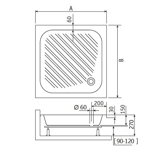Душевой поддон RGW Acryl B/CL-S 900x900 мм 16180199-51 квадратный белый Душевой поддон RGW Acryl B/CL-S 900x900 мм 16180199-51 квадратный белый