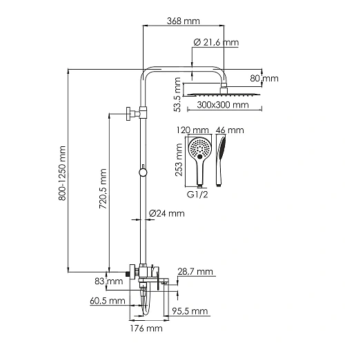 Душевая система WasserKRAFT A185.163.155.WM белый Душевая система WasserKRAFT A185.163.155.WM белый