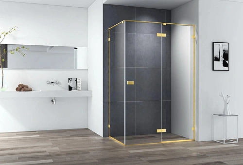 Душевой уголок CEZARES BELLAGIO-AH-1-140/100-C-BORO 140x100см стекло прозрачное, профиль брашированное золото Душевой уголок CEZARES BELLAGIO-AH-1-140/100-C-BORO 140x100см стекло прозрачное, профиль брашированное золото