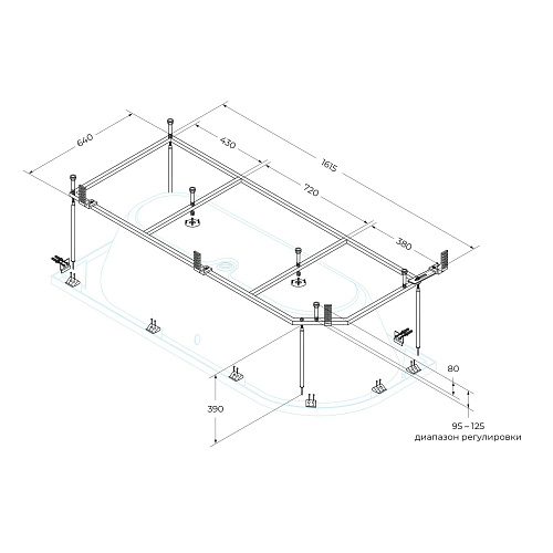 Каркас для ванны CEZARES METAURO CORNER-MF 1615x640 Каркас для ванны CEZARES METAURO CORNER-MF 1615x640