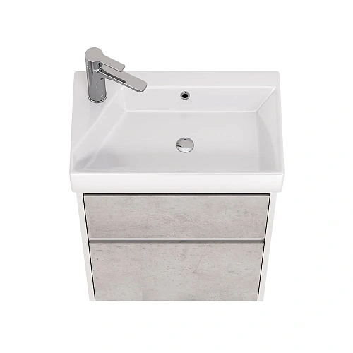Тумба под раковину DREJA SLIM, 55 см, подвесная/напольная, 2 ящика, белый глянец / бетон 99.0502 Тумба под раковину DREJA SLIM, 55 см, подвесная/напольная, 2 ящика, белый глянец / бетон 99.0502