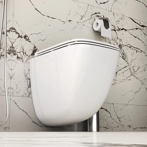 Унитаз подвесной GROSSMAN GR-4497SQC 485x345x400, безободковый, смыв торнадо бесшумный, с сиденьем Унитаз подвесной GROSSMAN GR-4497SQC 485x345x400, безободковый, смыв торнадо бесшумный, с сиденьем