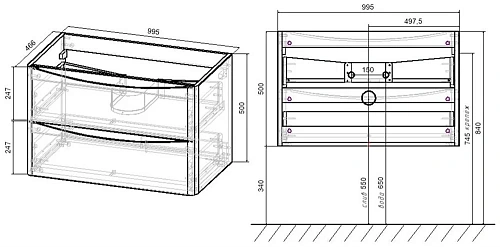 Тумба под раковину Vincea Paola 100 V.Oak VMC-2P100VO Тумба под раковину Vincea Paola 100 V.Oak VMC-2P100VO