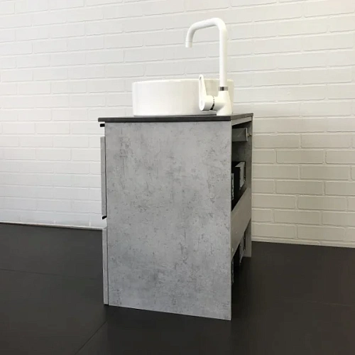 Тумба с раковиной Comforty Эдинбург-60-2 00-00005701 бетон светлый с черной столешницей и раковиной 9111 Тумба с раковиной Comforty Эдинбург-60-2 00-00005701 бетон светлый с черной столешницей и раковиной 9111