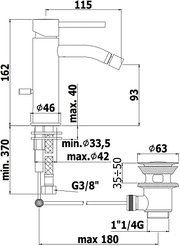Смеситель для биде Paffoni Light LIG135ST Смеситель для биде Paffoni Light LIG135ST