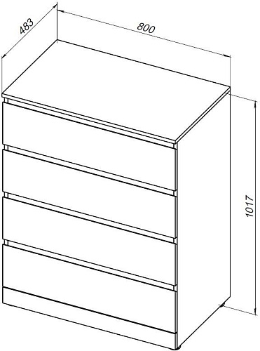 Комод Aquanet Сканди 800x480 Дуб крафт (4 ящика) 00302542 Комод Aquanet Сканди 800x480 Дуб крафт (4 ящика) 00302542