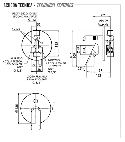 Смеситель для душа Remer Infinity I09HNO, черный матовый Смеситель для душа Remer Infinity I09HNO, черный матовый